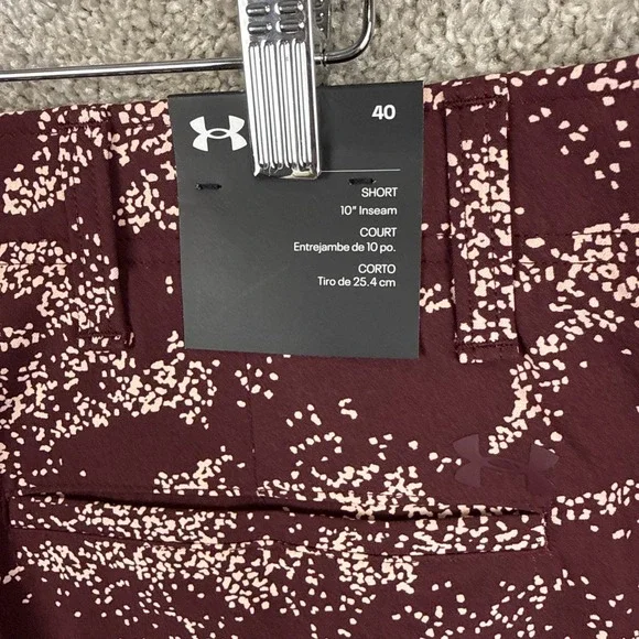 Under Armour AOP Printed Golf Shorts Men's Size 40 Maroon Pink NEW - Picture 5 of 6